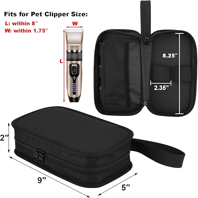 Cosmos Dog Clipper Carrying Case Bag for Pet Grooming Kit Storage, Cat Shaver Trimmer Organizer With Handle (Grooming Kits NOT Included)