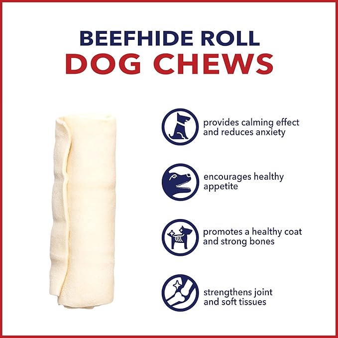Pet Factory American Beefhide 4" Rolls Dog Chew Treats - Natural Flavor, 16 Count/1 Pack