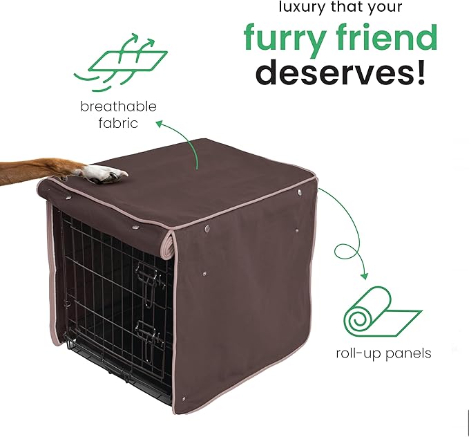 Molly Mutt Landslide Dog Crate Cover, 100% Cotton Canvas Cover with 2 Roll-Up Panels, Ideal for Dog or Cat Crate, Durable, Washable, and Free of Harmful Chemicals, 36" x 24" x 27"