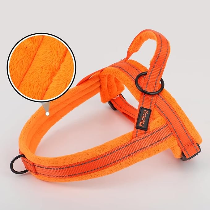 Didog Soft Flannel Padded Dog Vest Harness,Escape Proof/Quick Fit Reflective Dog Strap Harness, Easy for Training Walking(M:Chest 21-26", Orange)
