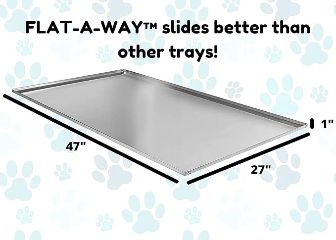 Red Hound Auto Metal Replacement Tray for Dog Crate 47 x 27 x 1 Inches Flat-A-Way Heavy Duty Stainless Steel Chew Proof Kennel Cage Pan Leakproof Liner Compatible with Midwest More