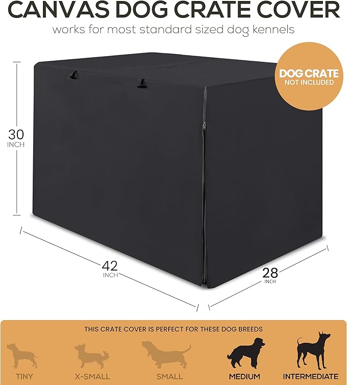Utopia Home Dog Crate Cover, Waterproof Dog Kennel Cover 42 Inch - Black, 600D Heavy Duty Dog Cage Cover Universal Fit for Most Wire Pet Crates - 42 x 28 x 30 Inch (Cover Only)