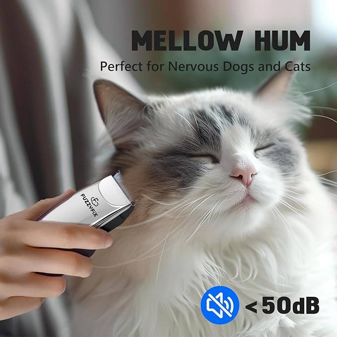 Pet Grooming Clippers for Matted Hair Cat, Trimmer for Low Noise, Waterproof Portable USB Rechargeable Professional Cat Cippers for Dogs and Cats Eyes, Ears, and Paws Silver