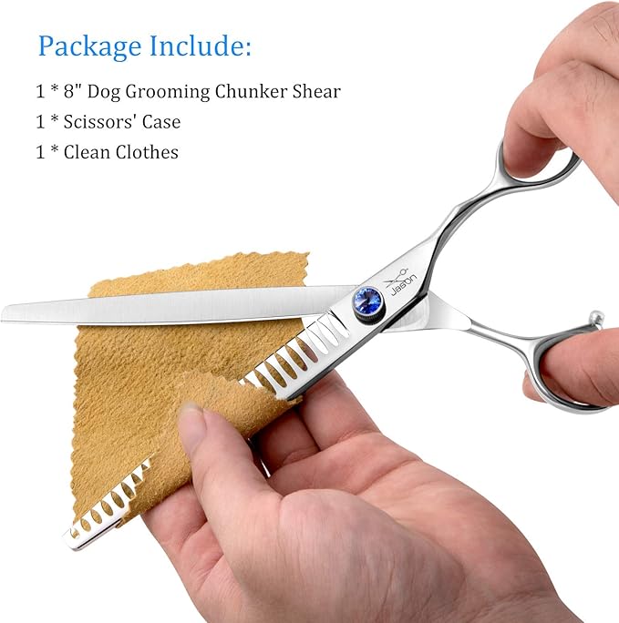 JASON 8" 26 Tooth Chunkers Shears for Dogs Ergonomic Cats Grooming Scissors Texturizing Blending Thinning Shear Pets & JASON Dog Grooming Scissors Set