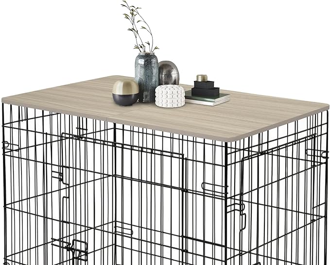 HiCaptain Crate Topper for Dog Cages, Foldable 42 inches Dog Crate Topper Wood, Durable Decorative Dog Kennel Table Topper for Large Dogs Modern Style