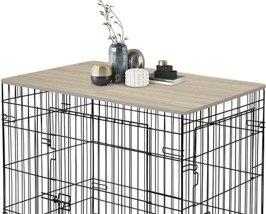 HiCaptain Crate Topper for Dog Cages, Foldable 42 inches Dog Crate Topper Wood, Durable Decorative Dog Kennel Table Topper for Large Dogs Modern Style