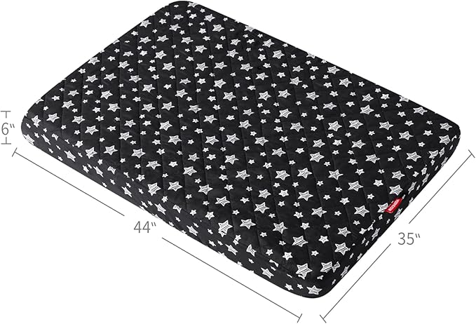 Dog Bed Covers Replacement Washable Pet Hair Easy to Remove, Waterproof Dog Bed Covers Noiseless Quilted, Pet Bed Cover Lovely Black Star Print, Puppy Bed Cover 35x44 Inches, for Dog/Cat, Cover Only