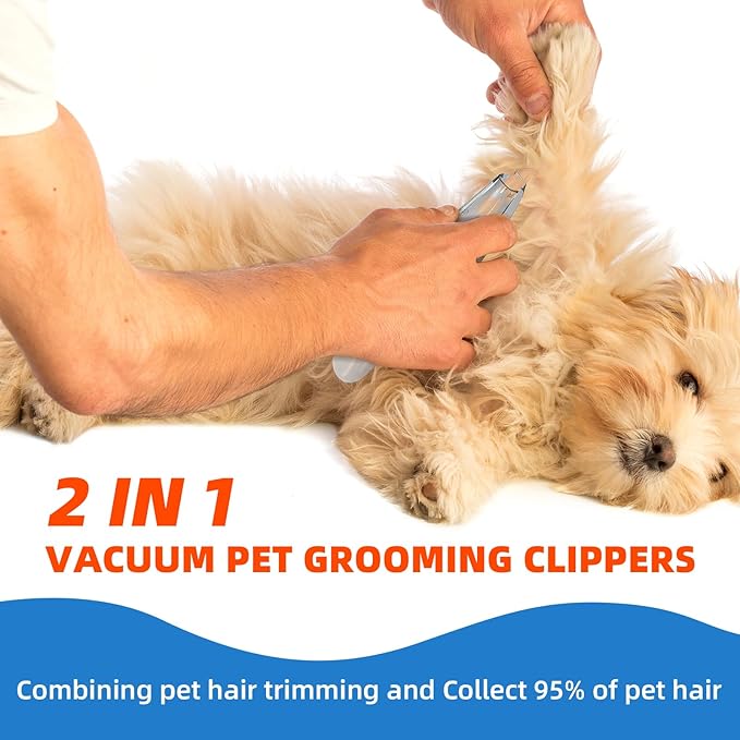 SmartTail Dog Paw Trimmer, Cordless Pet Grooming Kit with Powerful Suction Vacuum, Hair Collection, LED Light, Low Noise, Small Dog Clippers for Face, Paws, Ears, Eyes, Feet