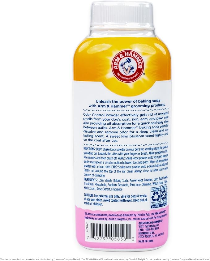 Arm & Hammer for Pets Odor Control Dry Shampoo Powder for Dogs, Best Odor Eliminating Waterless Shampoo for Dogs & Puppies, Kiwi Blossom Scent, 4.2 Ounces
