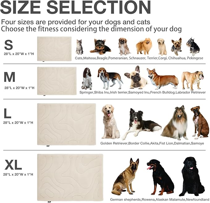 Dog Crate Pad,Machine Washable&Waterproof Dog Bed Mat,Reversible Dog Sleeping Bed,Kennel Bed for Large/Extra Large Dog,Cage Cushion,Beige