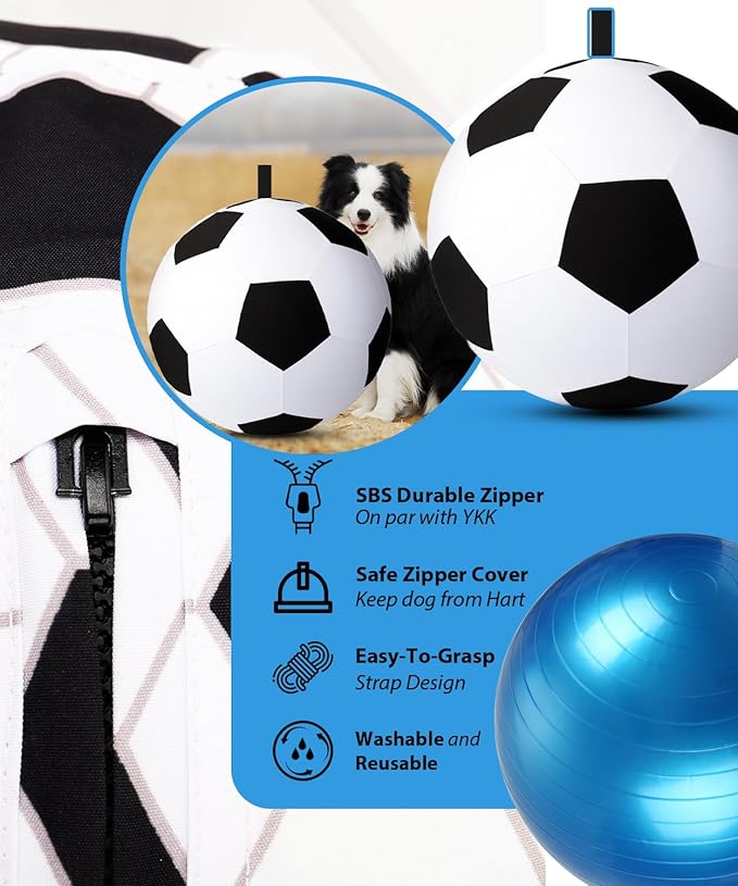 Herding Ball for Dogs 25"- Giant Dog Herding Balls for Outdoor Chase/Train/Exercise, Durable Oxford Soccer Cover with Straps Dog Ball Toy for Australian Shepherd,Cattle,Border Collie Medium Large Dogs