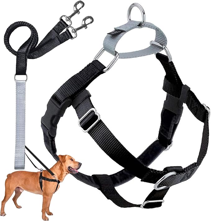 2 Hounds Design Freedom No Pull Dog Harness | Comfortable Control for Easy Walking |Adjustable Dog Harness and Leash Set | Small, Medium & Large Dogs | Made in USA | Solid Colors | 5/8" XS Black
