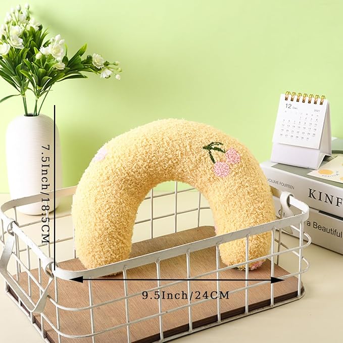 Pet Small Pillows for Small Dogs Cat U-Shaped Puppy Neck Pillow for Indoor Improve Relief Sleeping Machine Washable (Yellow)