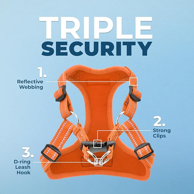 Best Pet Supplies Voyager Adjustable Dog Vest Harness Breathable No Pull Harness for Small, Medium, Large Dogs, Heavy Duty Harness for Walking, Jogging, Easy Step-in, Reflective Stripes - (Orange), M