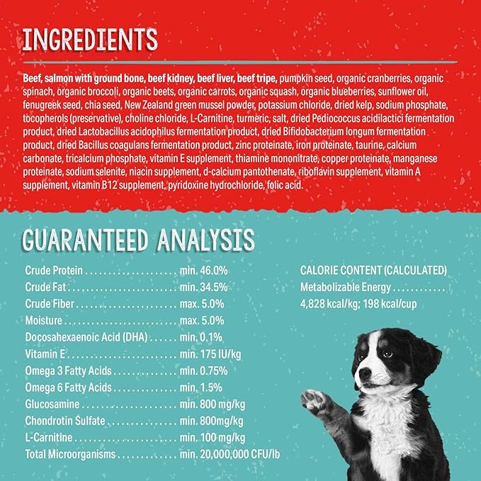Stella & Chewy's Freeze Dried Raw Meal Mixers – Crafted for Puppies – Grain Free, Protein Rich Perfectly Puppy Beef & Salmon Recipe – 3.5 oz Bag
