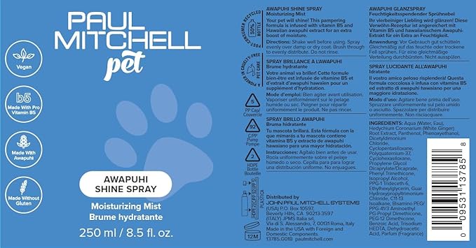Awapuhi Shine Spray, Moisturizing Mist, Grooming Spray for Dogs, 8.5 fl. Oz