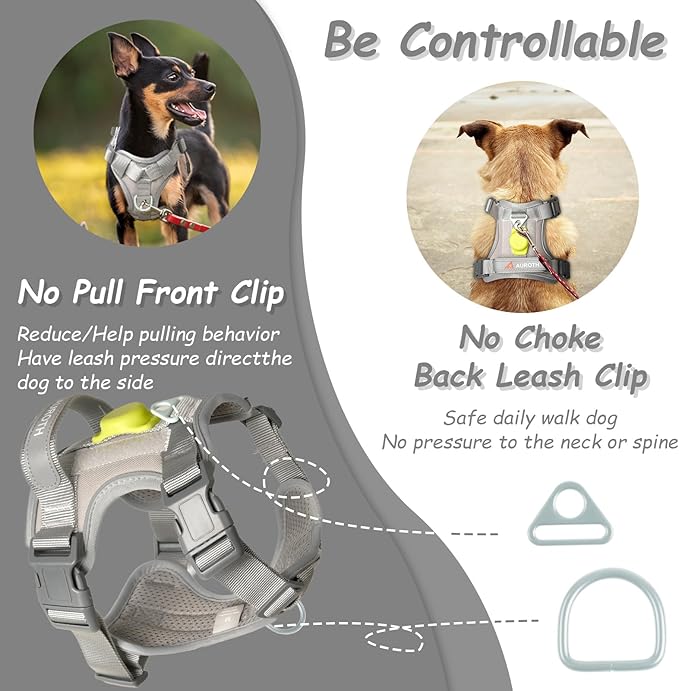 AUROTH Dog Harness for Large Dogs, Dog Vest Harness Large Size Dog, Large Dog Harness, No Pull Dog Harness for Large Dogs with Handle, XL Dog Harness, Grey XL