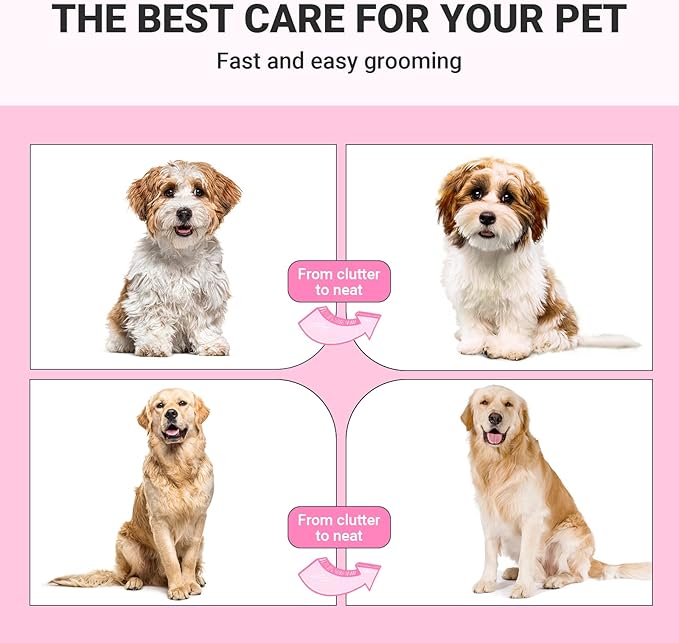MIU COLOR Pet Grooming Brush, Deshedding Tool for Dogs & Cats(Blue) & MIU COLOR Pet Grooming Brush, 2 Sided Undercoat Rake for Dogs & Cats(Pink)