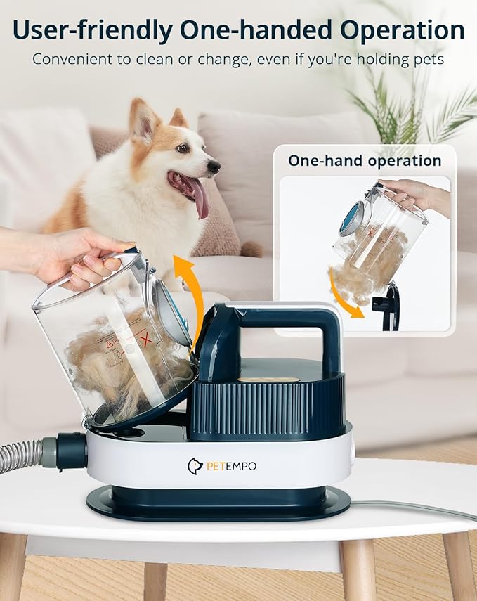 Dog Grooming Vacuum & Blow Dryer, 2.5L Dog Vacuum for Shedding Grooming with 3 Temperature Settings, 10-in-1 Pet Vacuum Grooming Kit for Dogs & Cats