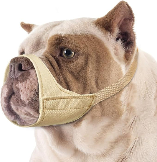 Mayerzon Short Snout Dog Muzzle, Small Muzzle for Chihuahua Shih Tzu American Bully Boxer Puppy, Soft Fabric Muzzles for Grooming Vet Visits
