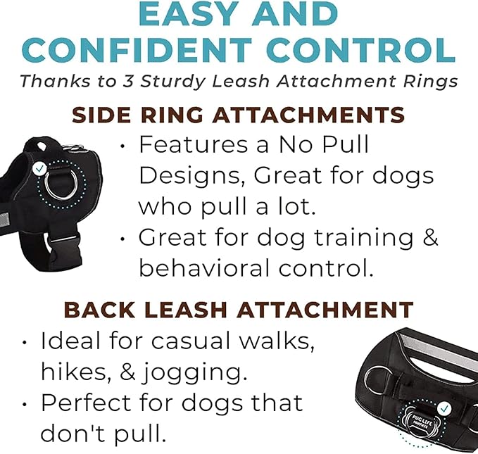 Luxe Joyride Harness for Dogs, No-Pull Pet Harness, Made in The USA, 3 Upgraded Side Rings, Adjustable Pet Vest, Easy On-Off and Improved Control Handle, Training, Walking, Running