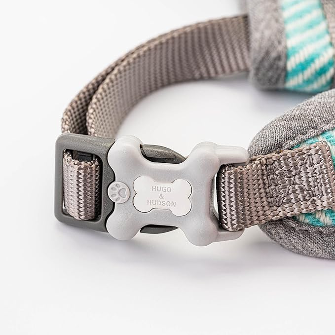 HUGO & HUDSON Dog Harness, No-Pull Anti Choke Tweed Harness Vest, Aqua Herringbone, M