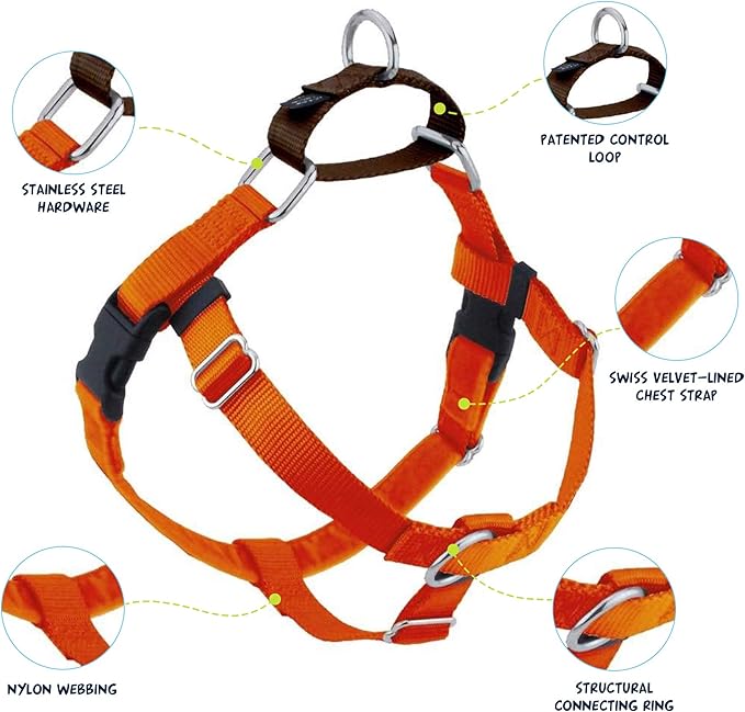 2 Hounds Design Freedom No Pull Dog Harness | Comfortable Control for Easy Walking |Adjustable Dog Harness and Leash Set | Small, Medium & Large Dogs | Made in USA | Solid Colors | 1" XL Rust