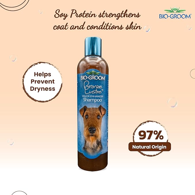 Bio-Groom Bronze Lustre Dog Shampoo - Color Enhancing Pet Shampoo, Dog Bathing Supplies, Puppy Wash, Dog Grooming Supplies, Cruelty-Free, Made in USA, Coat Brightener Shampoo -12 fl oz 1-Pack