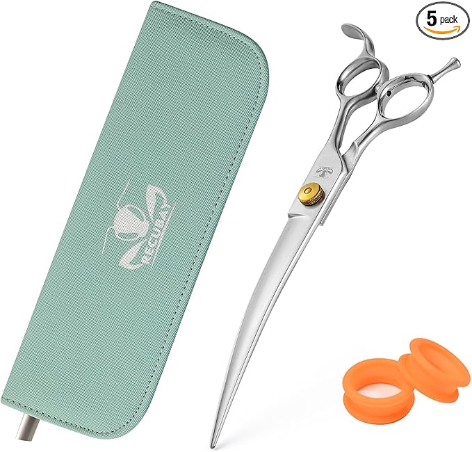 Gold Mantis Professional Dog Shears, 8.0" Curved Shear For All Breeds, Sharp and Smooth Scissoring Tools