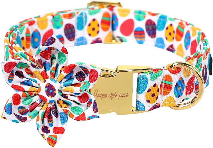 Unique Style Paws Easter Day Dog Collar with Bow Colorful Egg Rabbit Dog Collar Bowtie Bowtie Collar for Large Medium Small Dogs