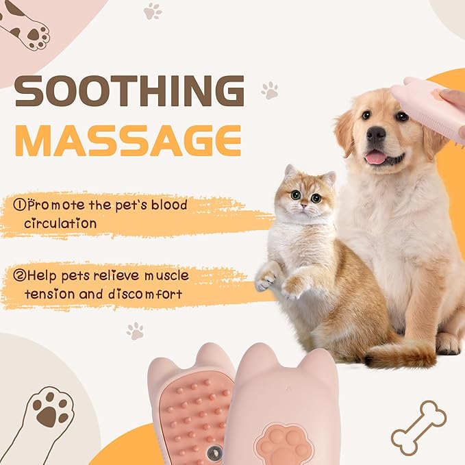 Cat Steam Brush, Steam Brush for Cats, Steamy Cat Brush with Water Tank, Upgraded 3 in 1 Multi-functional Cat Massage Brush for Shedding.(Off White)