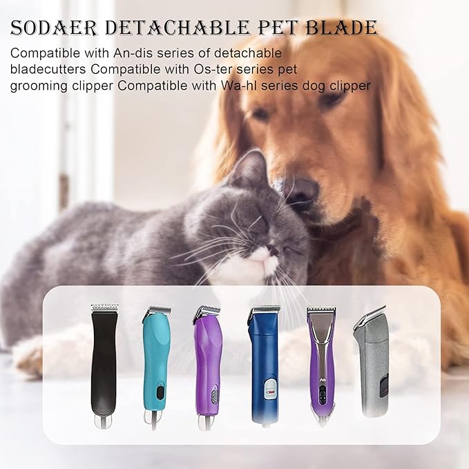 Size 7FC/5FC/4FC Detachable Pet Dog Grooming Clipper Blades Set,Compatible with Andis,Oster A5,Wahl KM Series Clippers,Cut Length 1/8"(3.2mm) to 3/8”(9.5mm),6 Pack-Gold