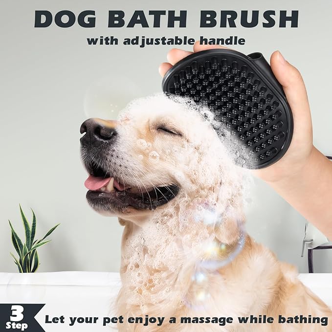 3PCS Dog Brush I Dog Brush for Shedding I Deshedding Dog Brush I Dog Bath Brush I Slicker Brush For Dogs I Dog Comb I Premium Pet Supplies (Blue Black)