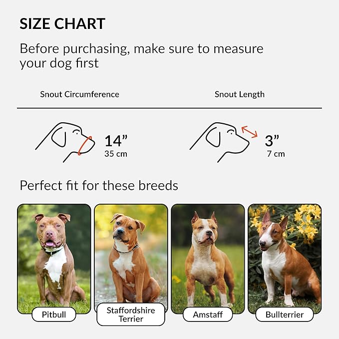 CollarDirect Pitbull Dog Muzzle Leather Amstaff Muzzles Staffordshire Terrier Secure Basket (Brown)