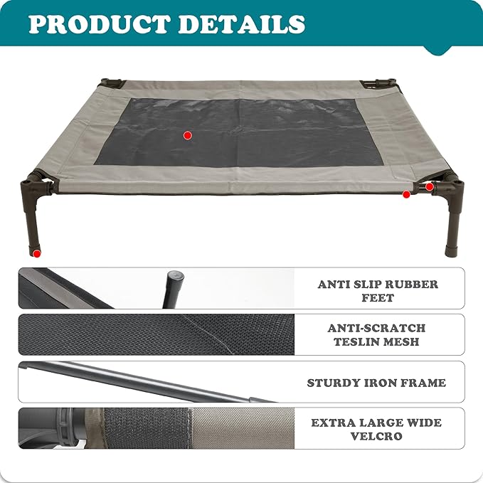 2 in 1 Dog House,Elevated Dog Bed with Removable Cover, Indoor & Outside Puppy Shelter Cot,Raised Dog Bed for Medium Dogs & Cats (Brown, Medium)