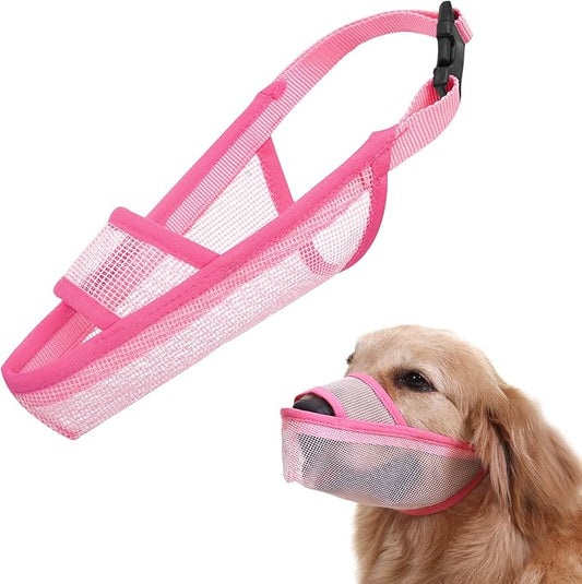 Crazy Felix Nylon Dog Muzzle for Small Medium Large Dogs, Air Mesh Breathable and Drinkable Pet Muzzle for Anti-Biting Anti-Barking Licking (XL, Pink)