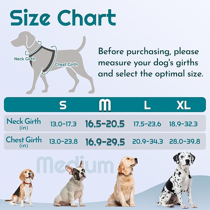 Eagloo Dog Harness Medium Sized, Easy Wearing with 3 Buckles, Adjustable No Pull Pet Harness with 2 Rings for Walking, No Chock Reflective Soft Padded Vest with Control Handle, Red & Teal, M