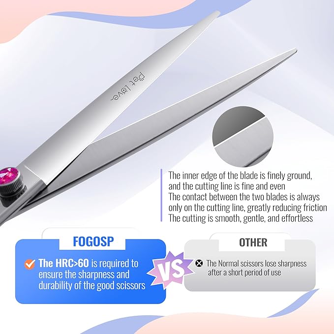 Straight Dog Grooming Scissors 7.5'' Professional Dog Shears for Grooming for Pet Cat Japanese 440C Stainless Steel Dog Scissors Super Sharp (7.5'',Straight)