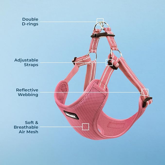 Best Pet Supplies Voyager Adjustable Dog Vest Harness Breathable No Pull Harness for Small, Medium, Large Dogs, Heavy Duty Harness for Walking, Jogging, Easy Step-in, Reflective Stripes - (Pink), XL