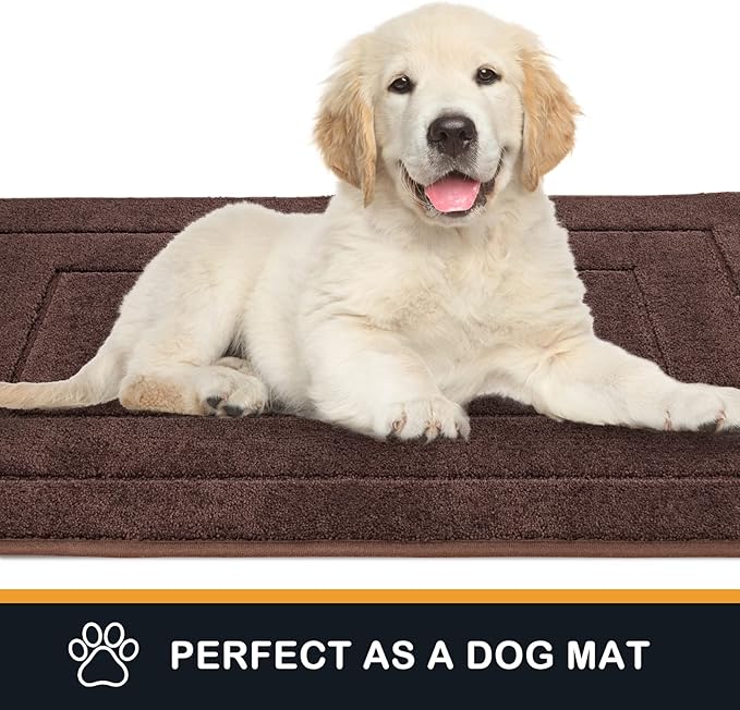 PURRUGS Dirt Trapper Door Mat 32" x 70", Non-Slip/Skid Machine Washable Entryway Rug, Dog Door Mat, Super Absorbent Welcome Mat for Muddy Wet Shoes and Paws, Brown