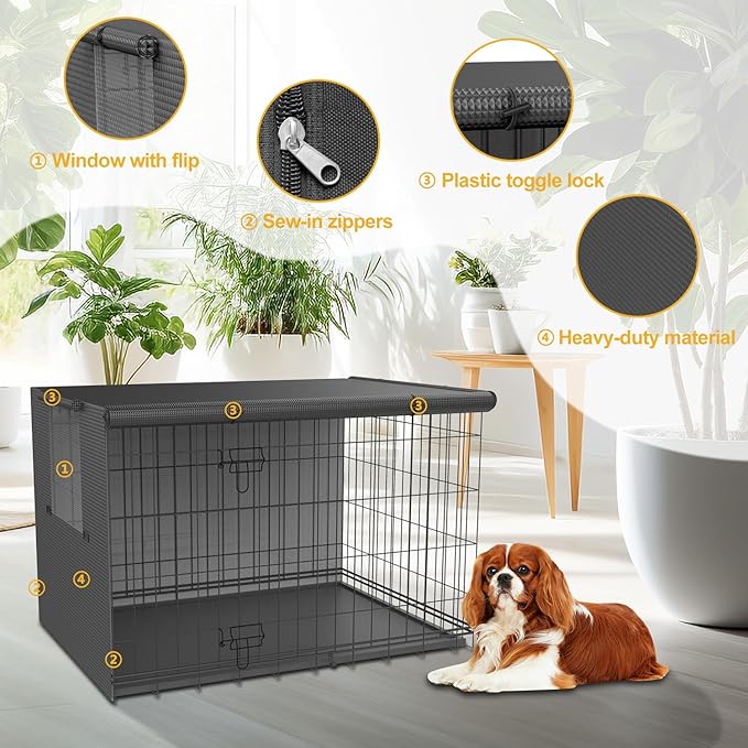 Dog Crate Cover-Double Door,Dog Kennel Cover,Crate Covers for Dog Cages-24 30 36 42 48 inches- Heavy Duty Polyester Pet Kennel Cover Universal Fit for Wire Dog Crate (30.0" L x 19.0" W x 21.0" H)