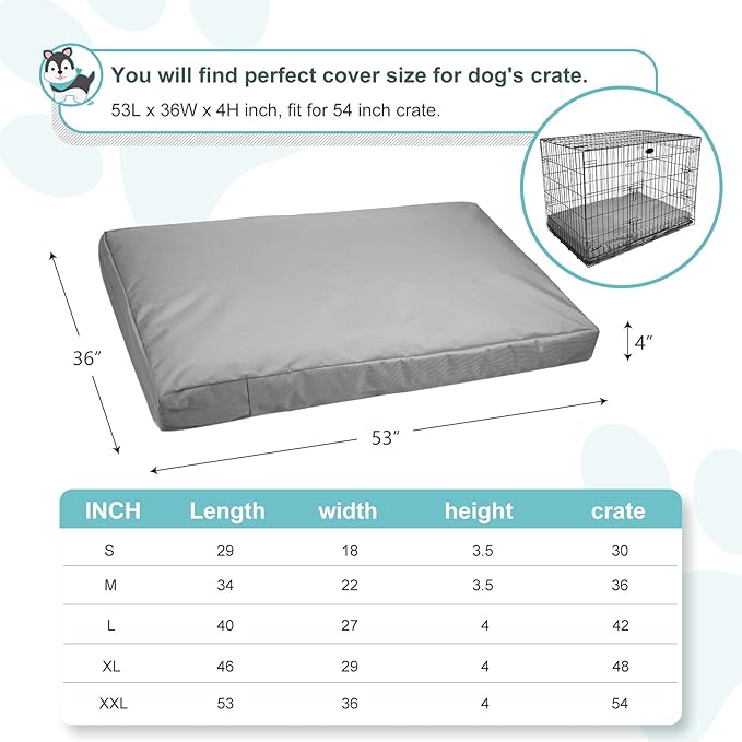 Explore Land 54 inch Gray Dog Crate Cover Bundle with 53 inch Dog Bed Cover