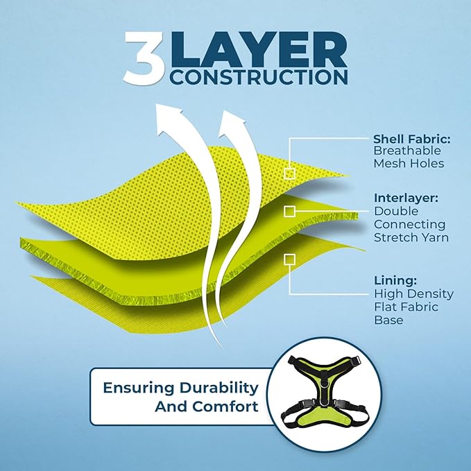 Voyager Step-in Lock Dog Harness w Reflective Dog Leash Combo Set with Neoprene Handle 5ft - Supports Small, Medium and Large Breed Puppies/Cats by Best Pet Supplies - Lime Green/Black Trim, L