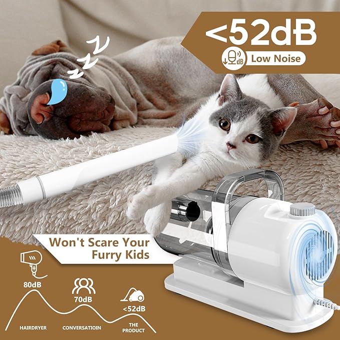 Dog Gromming Vacuum, Pet Grooming Kit with Pet Clipper, Dog Vacuum for Shedding Grooming, 2.5L 6-in-1 Low Noise Grooming Kit for Dogs Cats at Home