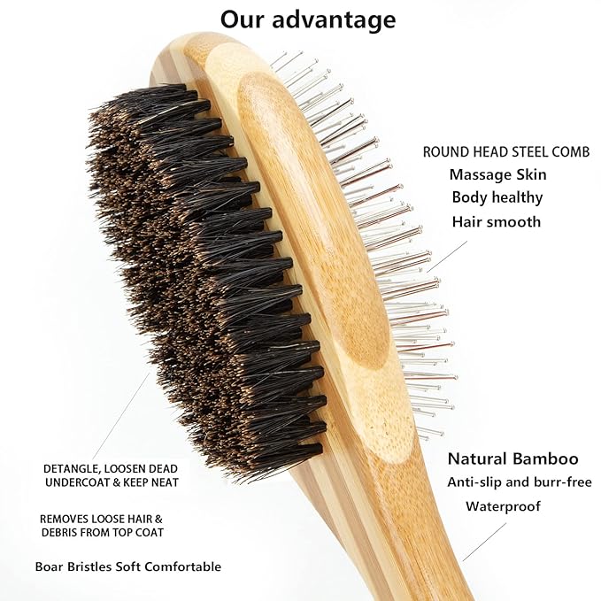 Skin-Friendly Grooming Brush for Shedding - Deshedding Tool for Dogs and Cats with Long Hair, Pet Supplies Accessories