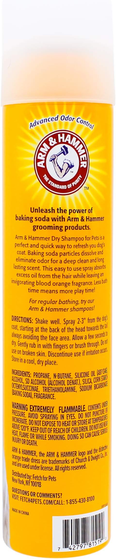 Arm & Hammer for Pets Aerosol Dry Shampoo for Dogs | Waterless Shampoo Spray for All Dogs & Puppies | Citrus Blood Orange Scent, 5 Ounce Bottle Dry Dog Shampoo Spray (Pack of 2)