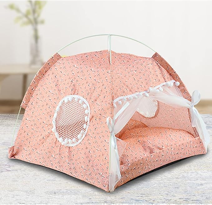 Indoor Pet Tent, Cute Dog Tent House, Washable, Removable for All Seasons (Pink)