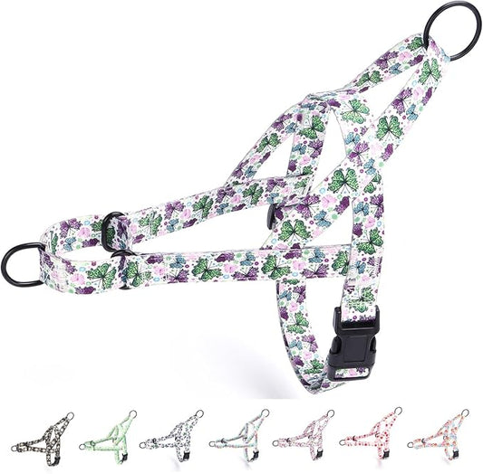 No Pull Dog Harness for Small, Medium, and Large Pets - Floral Pattern Nylon Safety Training Dog Harness (XS, Butterfly)