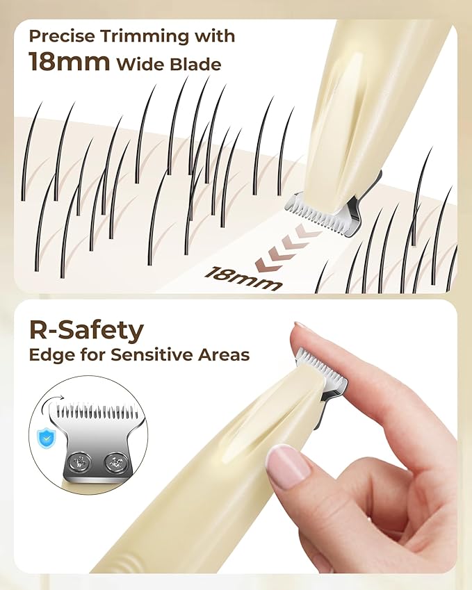 Pro Version Dog Paw Trimmer, 18mm Wide Blade Clippers with LED Display, 35dB Low Noise, Fully Waterproof, Upgraded Type-C Rechargeable Cordless Trimmer for Paws, Ears, Face, and Rump