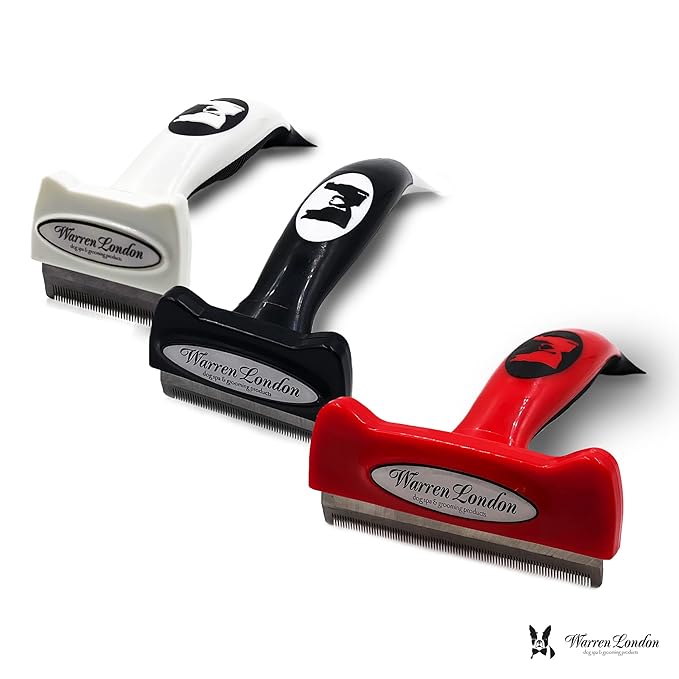Deshedding Dog Brush by Warren London | Stainless Steel Deshedding Tool | Long Hair - Medium